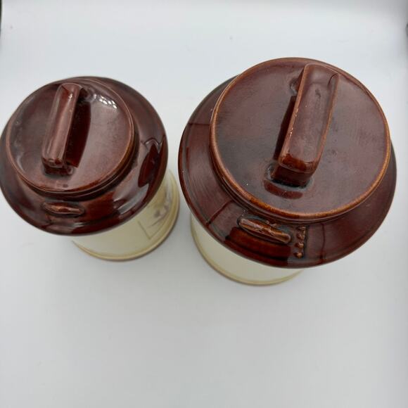 Vintage Made in Japan Ceramic Kitchen Canisters Wheat Floral Farmhouse Brown - Picture 5 of 13